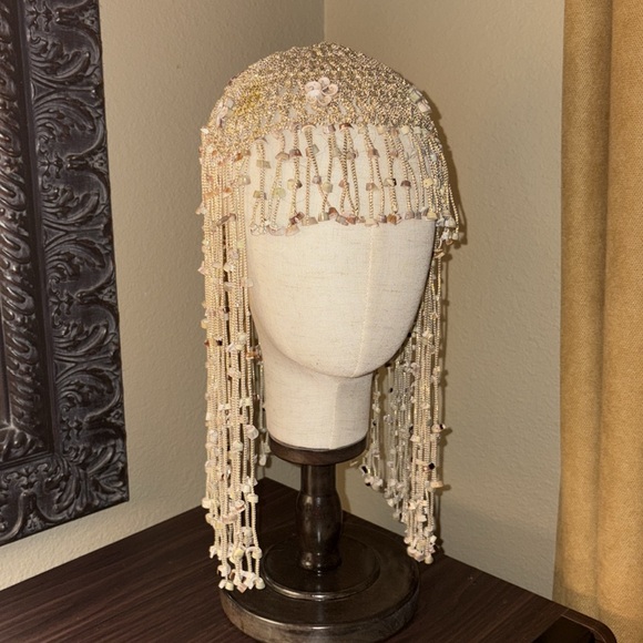 Accessories - Vintage cowrie headpiece disco era Coachella headpiece headwear hairpiece